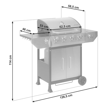 Grill gazowy ogrodowy Berdsen BD-896 żeliwny ruszt z pokrywą mocny 4+1 palniki termometr