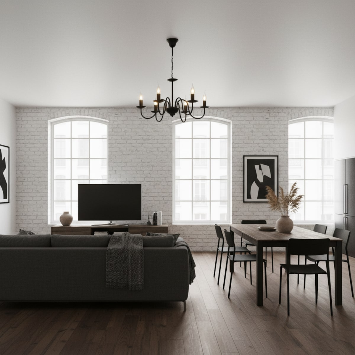 czarna lampa wisząca edylit 6 punktowa loft do salonu