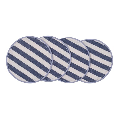 Mini dwustronne podkładki z motywem kwiatowym i eleganckich pasów Blossom Blue & Stripes – komplet 4 szt.