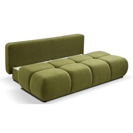 Kanapa trzyosobowa MILA rozkładana bez boczków obita tkaniną boucle zielona