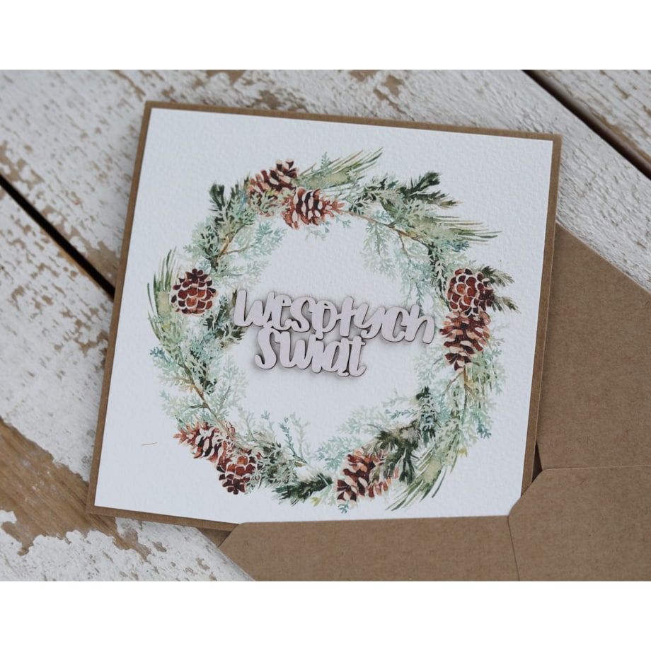 Kartka świąteczna ręcznie robiona na Boże Narodzenie Wesołych Świąt