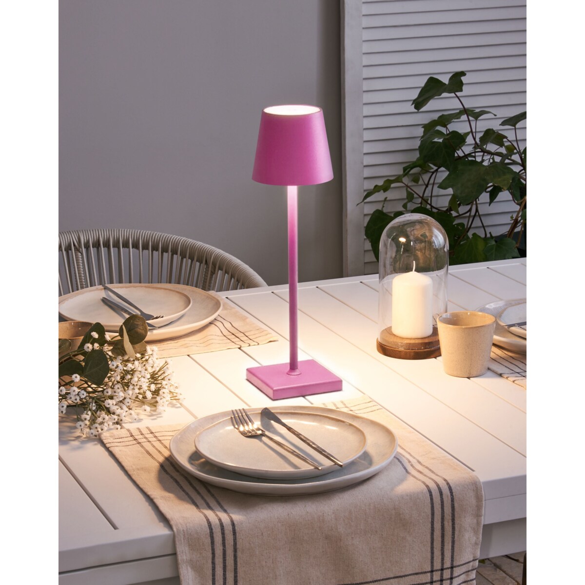 Bezprzewodowa lampa stołowa LED BACEIRO Metal Różowy