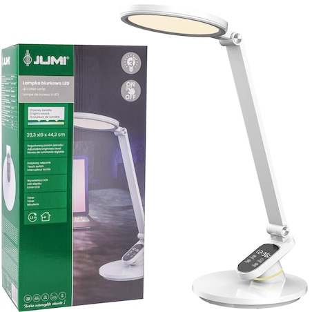 Lampka Biurkowa Szkolna Na Biurko Stołowa Led Trzy Barwy Do Pracy Z Zegarem