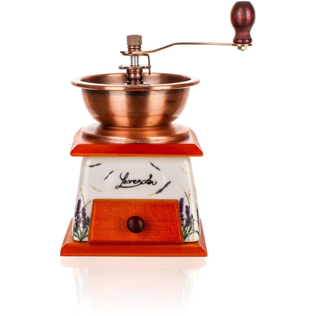 MŁYNEK RĘCZNY do mielenia kawy przypraw Lawenda na prezent bliskich babci