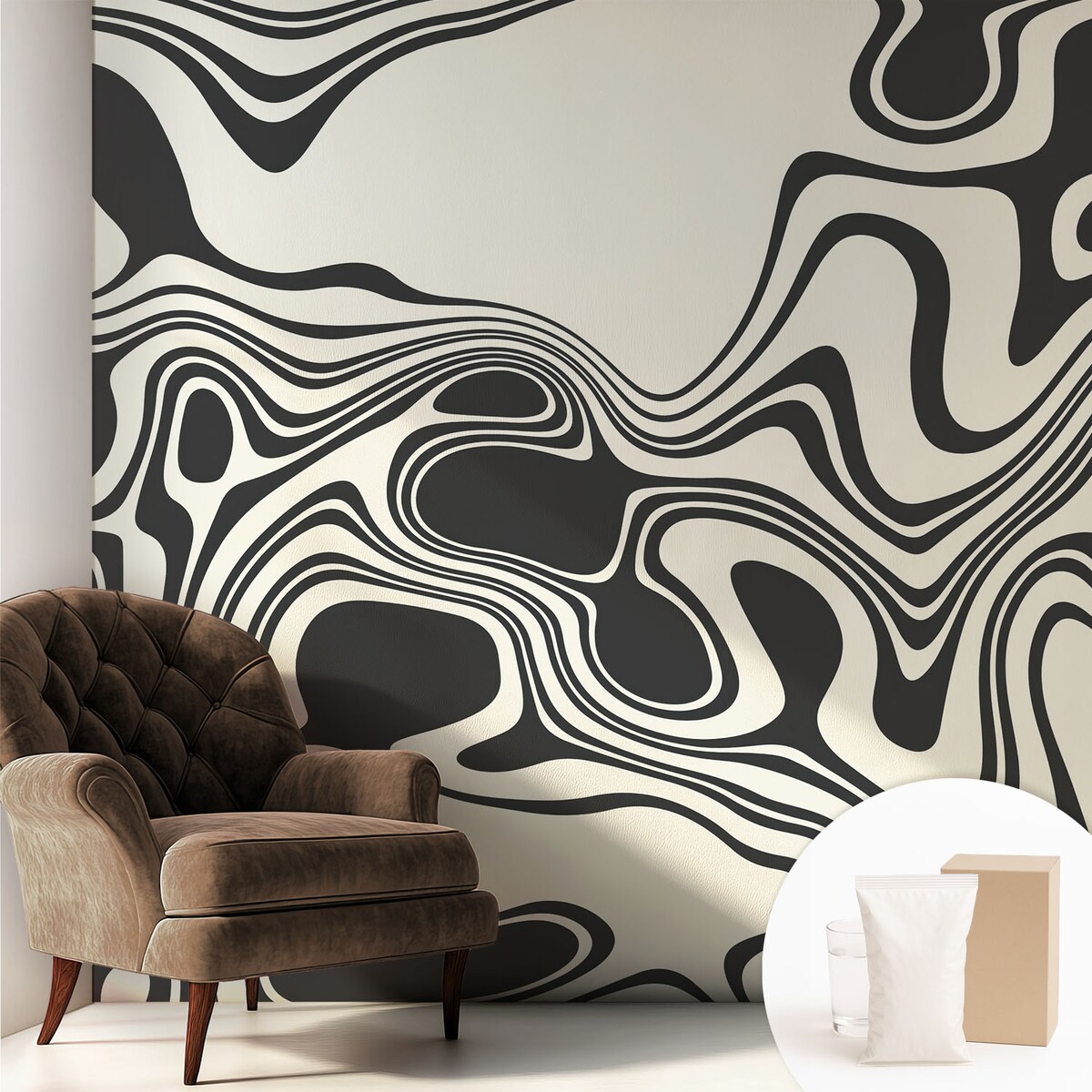 Fototapeta flizelinowa 250x250 cm - Dynamiczne linie, tapeta ścienna czarno-biała