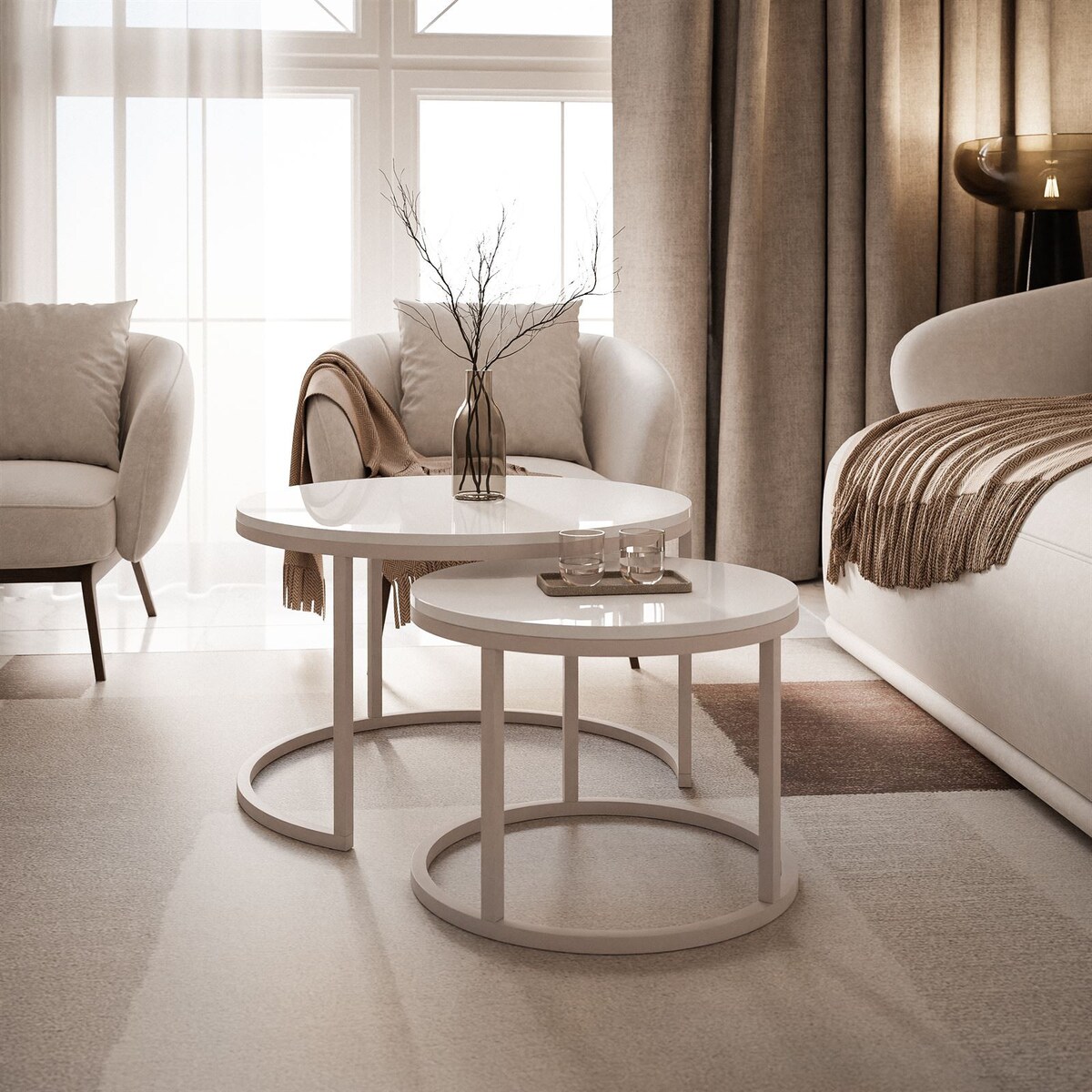 Stolik CIRI 2w1 kaszmir biały połysk