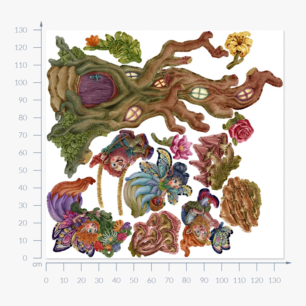 Zestaw naklejek na ścianę, Wróżkowy las, 130cm