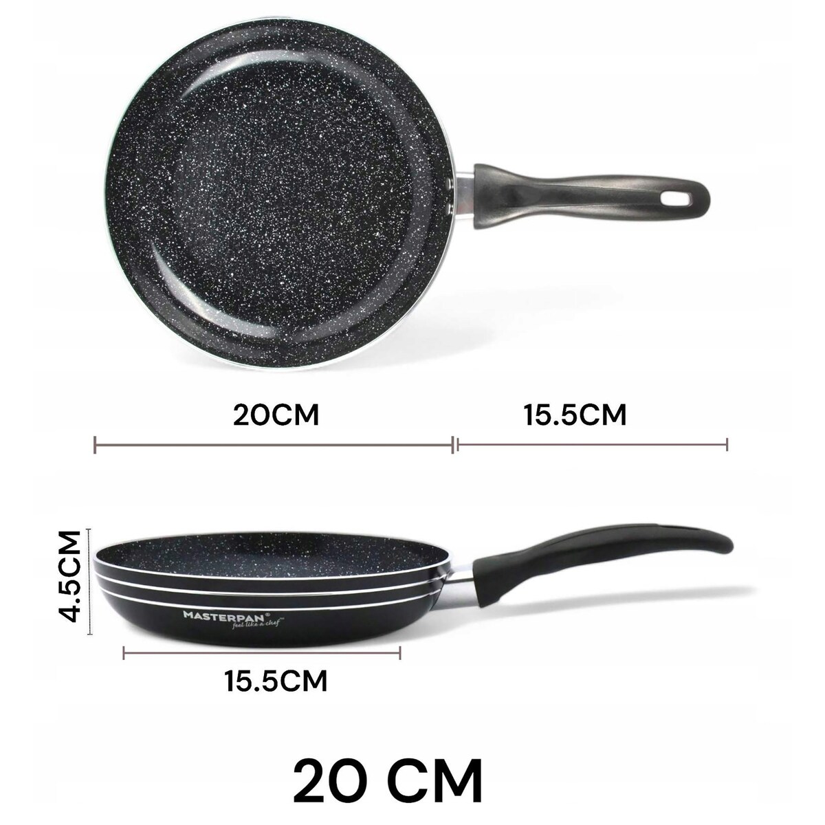 Lekka Patelnia Granitowa 20 Cm Plaster Miodu Indukcja Gaz 0.9L 4.0 Cm