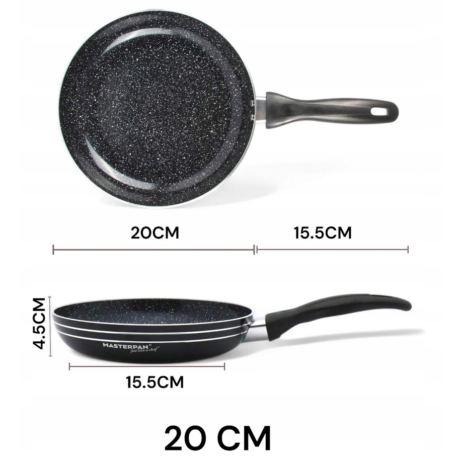 Lekka Patelnia Granitowa 20 Cm Plaster Miodu Indukcja Gaz 0.9L 4.0 Cm