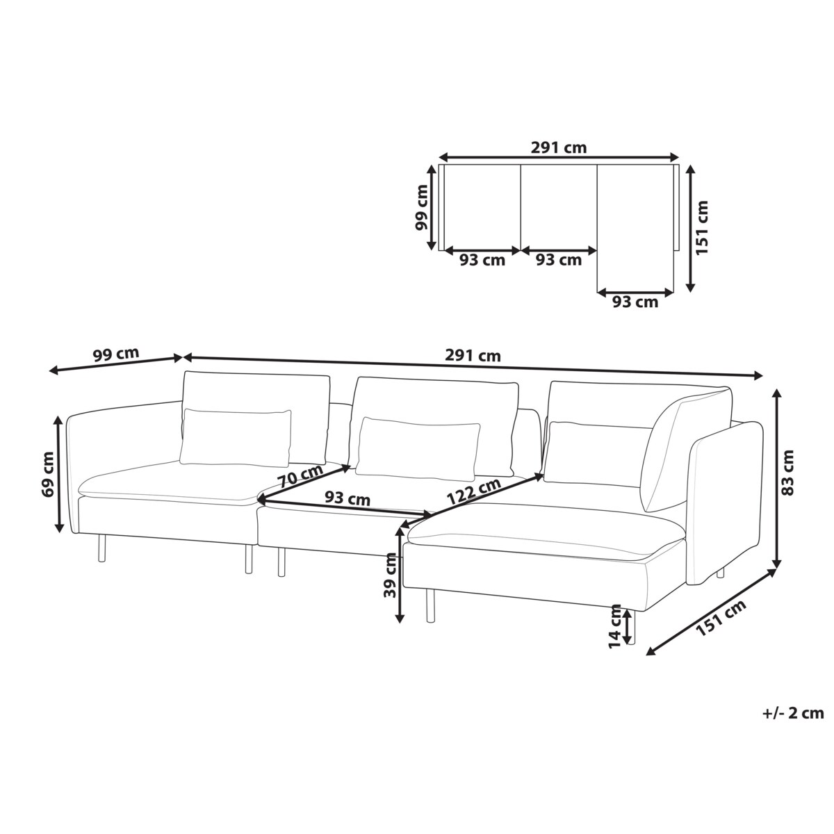 Narożnik modułowy lewostronny beżowy EGERIS