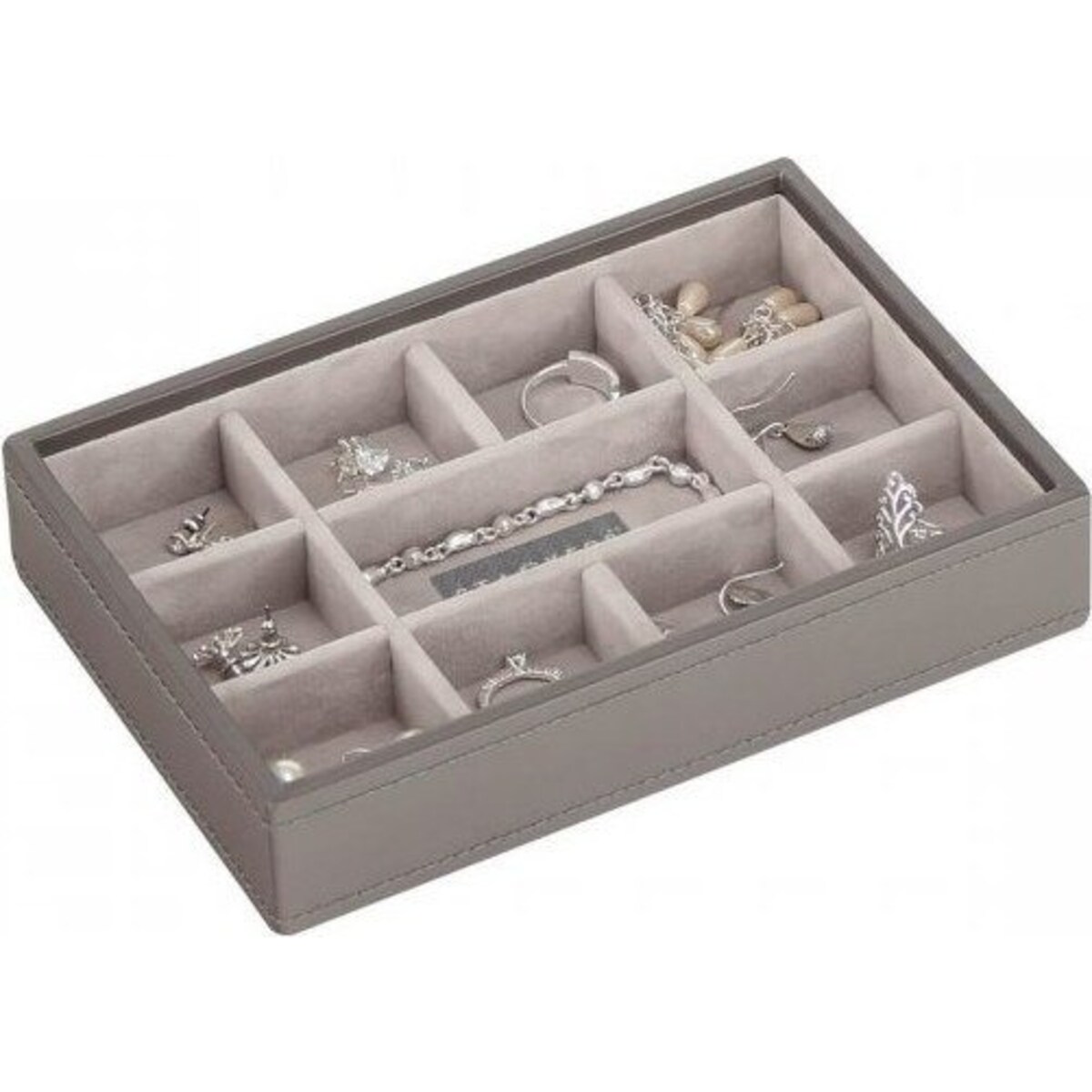 Szkatułka na biżuterię Stackers 11 komorowa mini szaro-beżowa