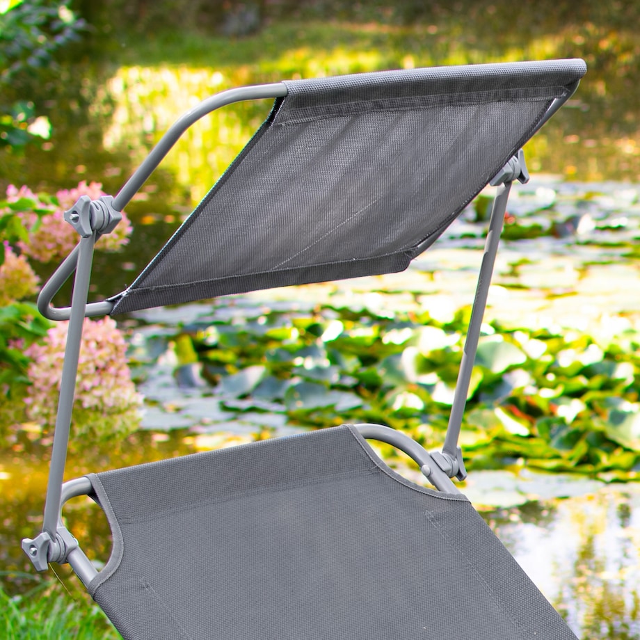 Leżanka ogrodowa składana w walizkę z zadaszeniem