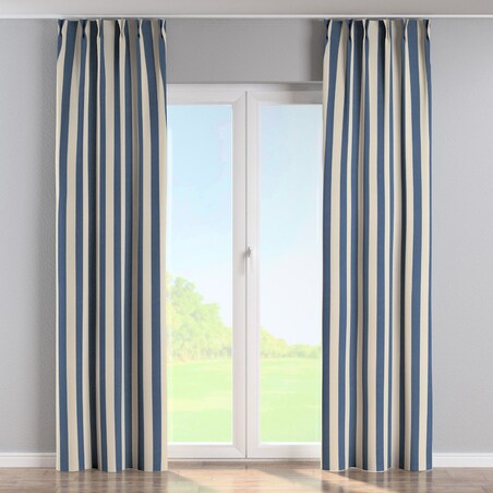 Zasłona na haczykach flex podwójnych 130x260 niebiesko-białe pionowe pasy (5,5cm)