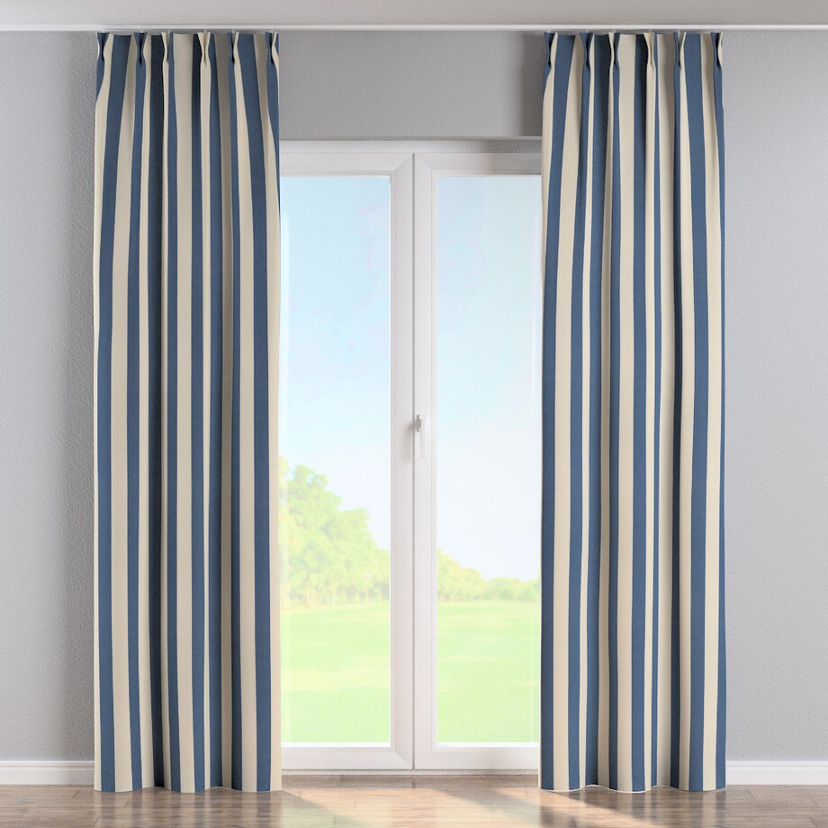 Zasłona na haczykach flex podwójnych 130x260 niebiesko-białe pionowe pasy (5,5cm)