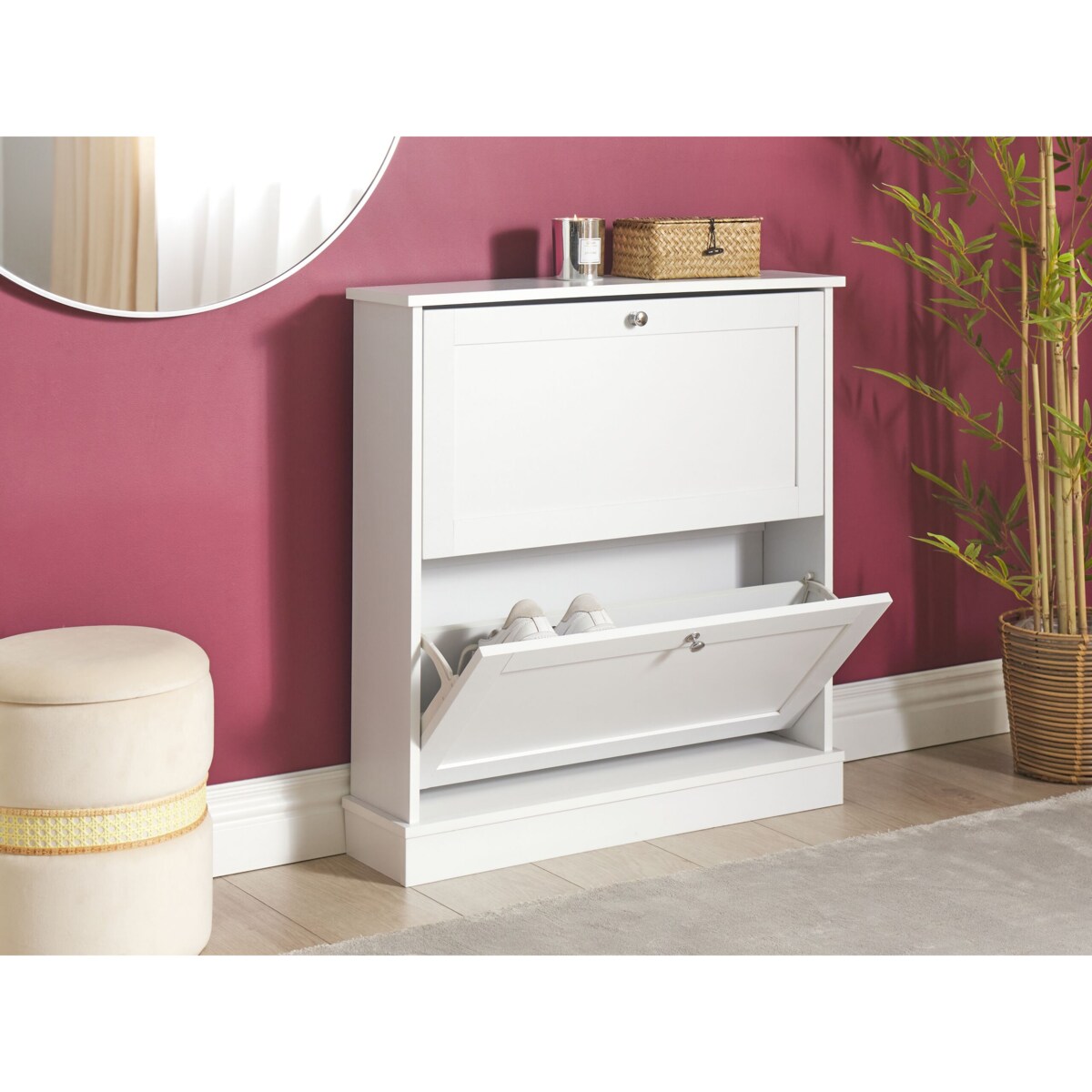 Szafka na buty 2 przegrody biała CHELAN