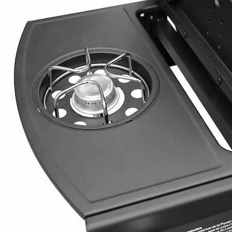 vidaXL Grill gazowy ze strefą gotowania 4+1, kolor czarno-srebrny