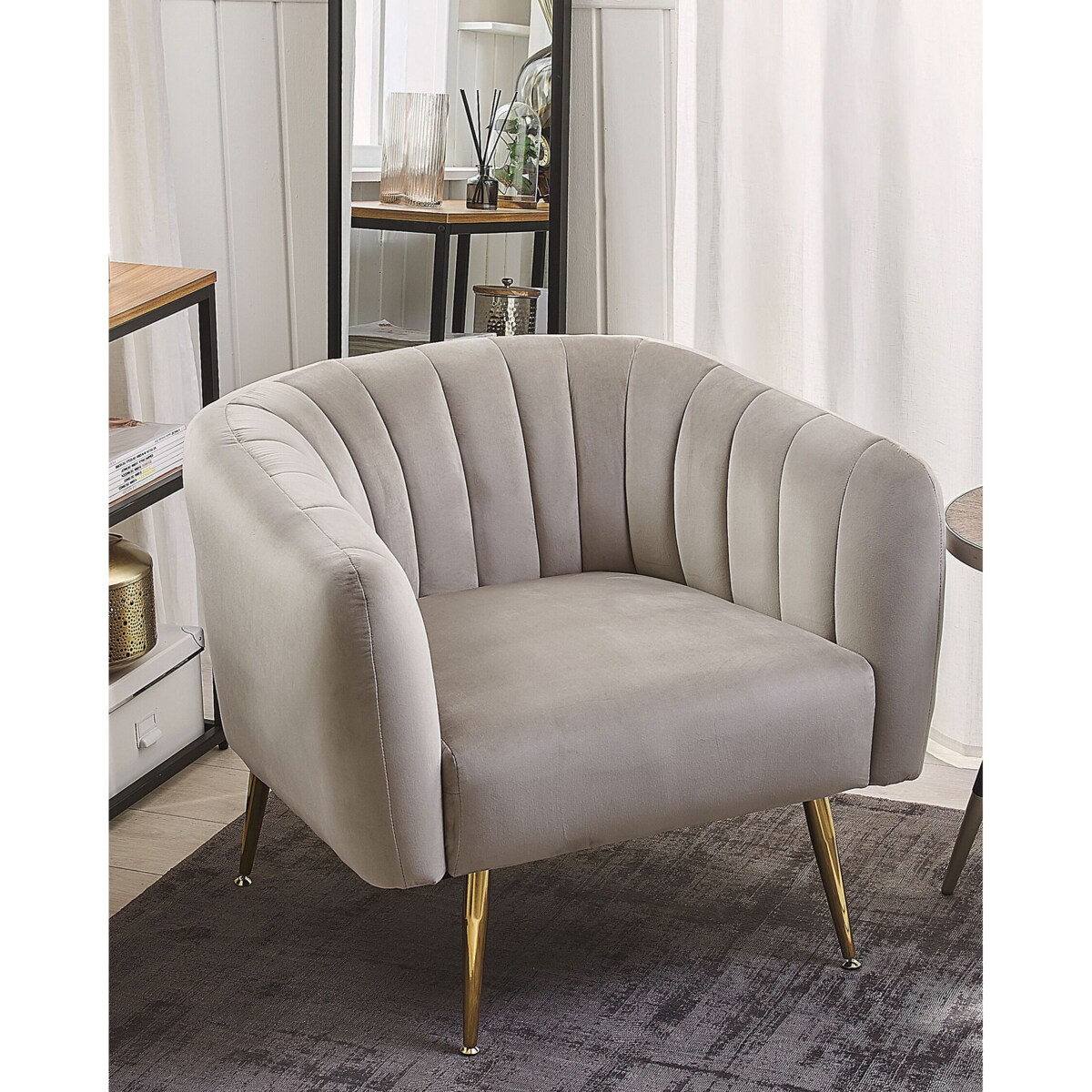 Fotel welurowy beżowy LACONIA