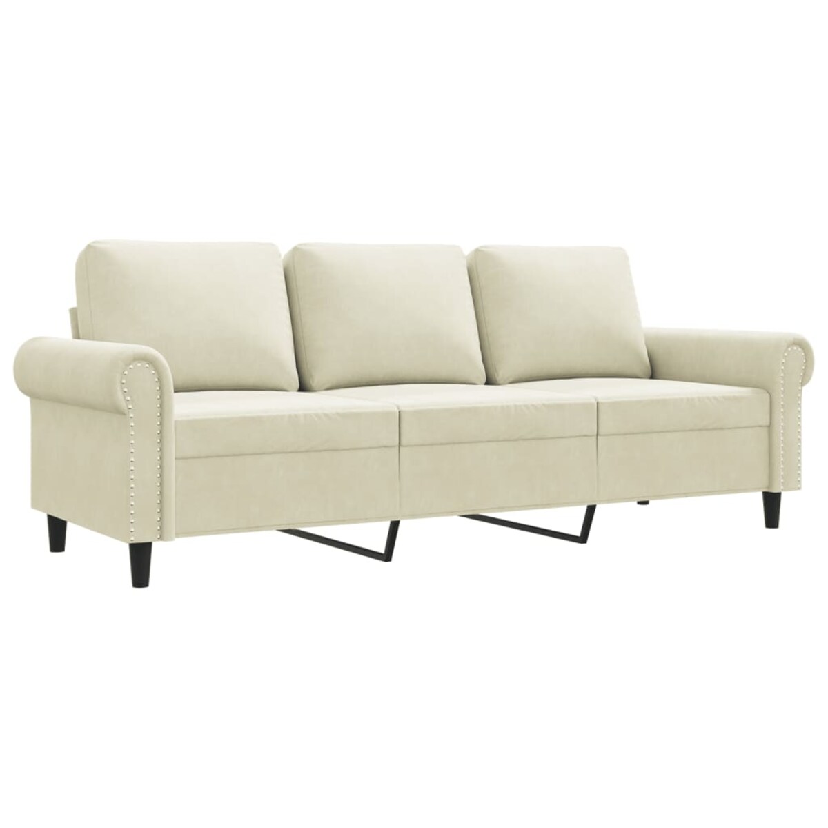 vidaXL Sofa 3-osobowa, kremowy, 180 cm, tapicerowana aksamitem