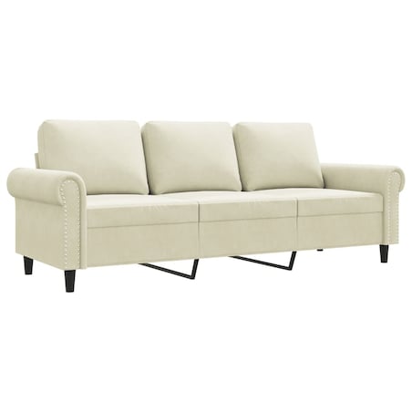 vidaXL Sofa 3-osobowa, kremowy, 180 cm, tapicerowana aksamitem