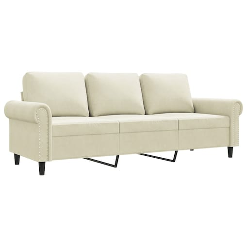vidaXL Sofa 3-osobowa, kremowy, 180 cm, tapicerowana aksamitem