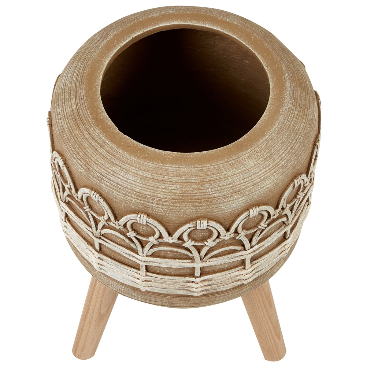 Doniczka na stojaku 27 x 27 x 42 cm jasnobrązowa CYRTOMIUM