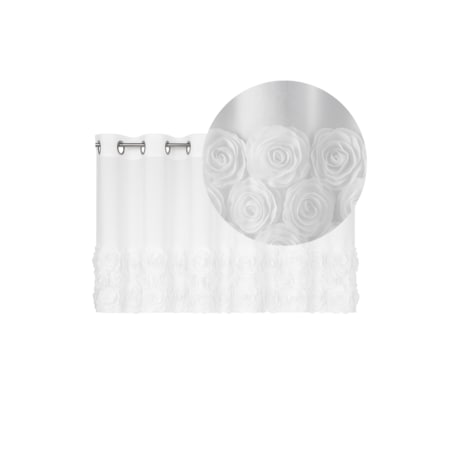 firana z szyfonu "roses" wyszywane róże | przelotki 160x70 cm biała | zdobiona aplikacją 3D w róże