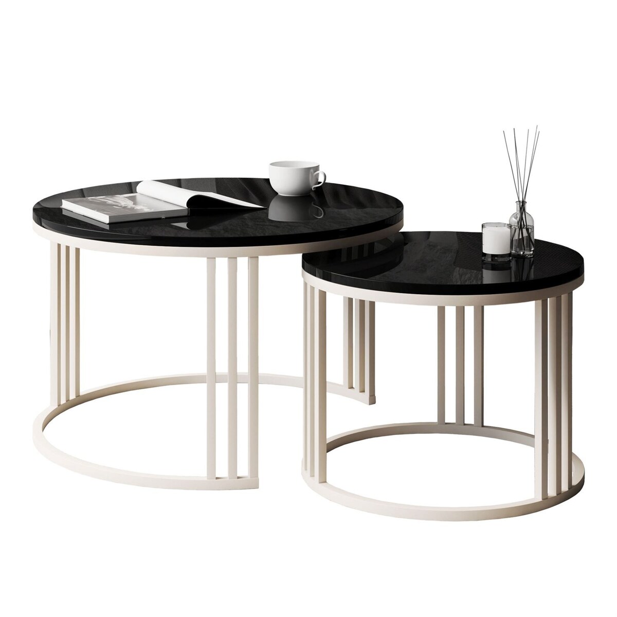 Stolik kawowy LORI 2w1 KASZMIR wysoki połysk, blat czarny