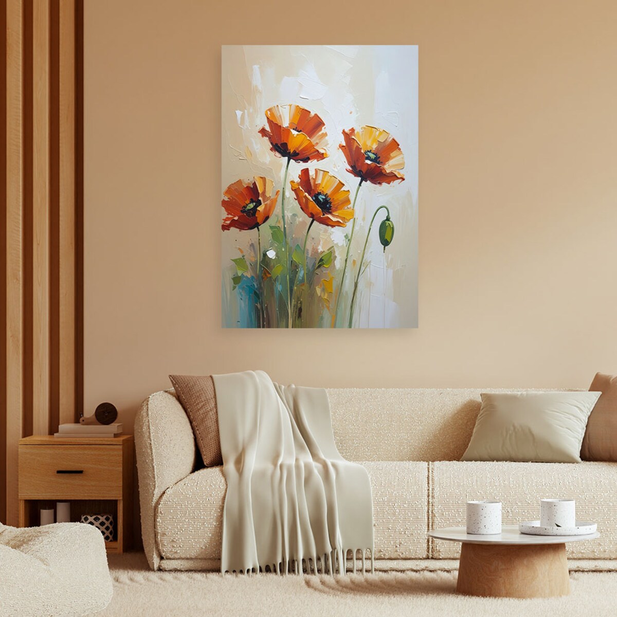 Feeby Obraz do salonu nowoczesny, Czerwone Maki Kwiaty 80x120