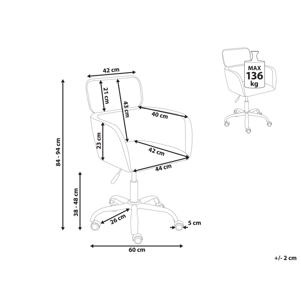 Krzesło obrotowe ALENA Boucle Czarny