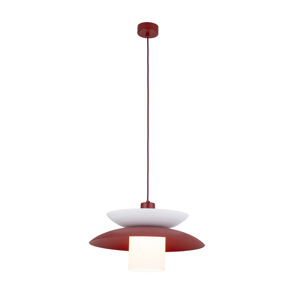 Lampa Wisząca Tk Lighting Verado Burgundowa Biała Metalowa Z Kloszem