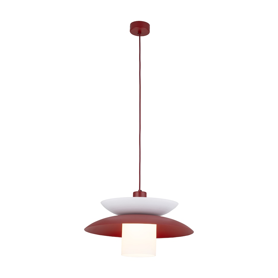 Lampa Wisząca Tk Lighting Verado Burgundowa Biała Metalowa Z Kloszem