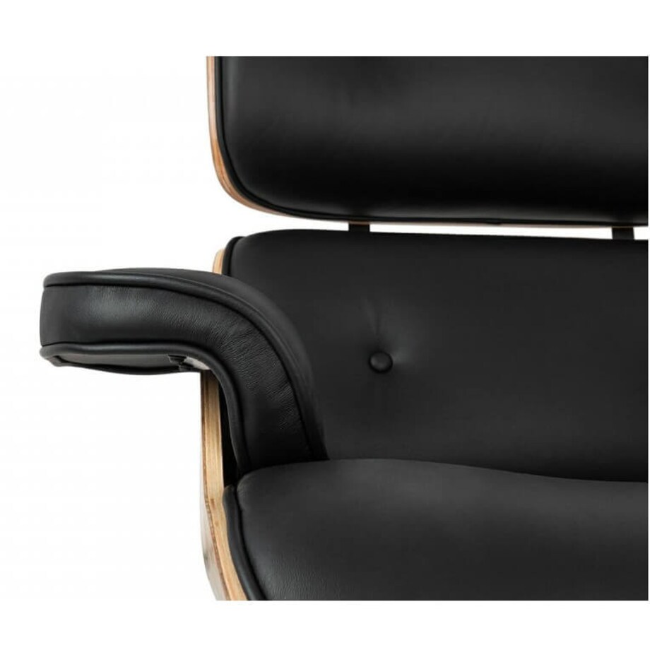 Drewniany fotel z podnóżkiem Lounge KH1501100104 do gabinetu czarny, King Home