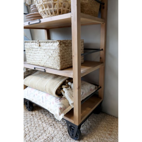 Postarzany regał na kółkach w stylu loftowym 157 cm