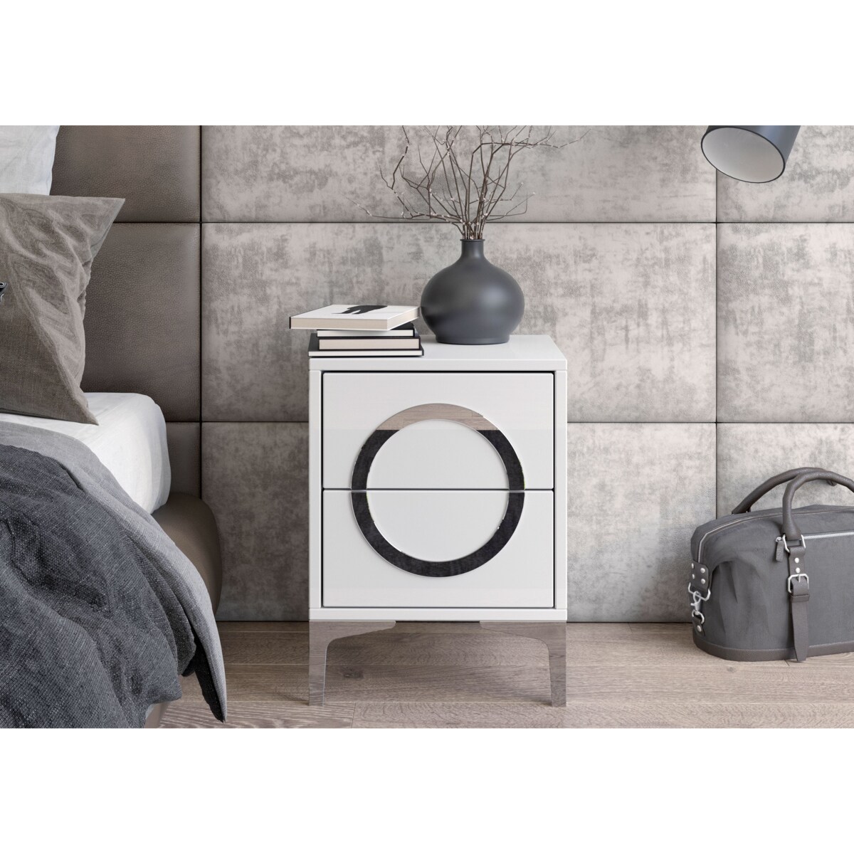 Biała nowoczesna szafka nocna Dancan EVA / połysk