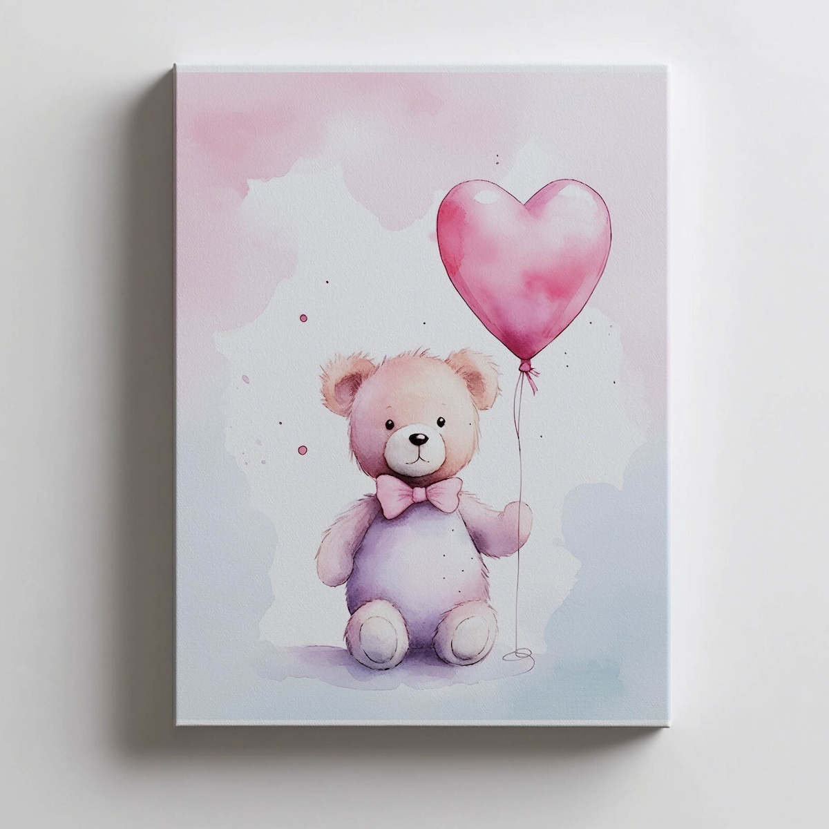 Miś z Balonem Serduszkiem, 30x40 cm, bez ramy, płótno premium na blejtramie