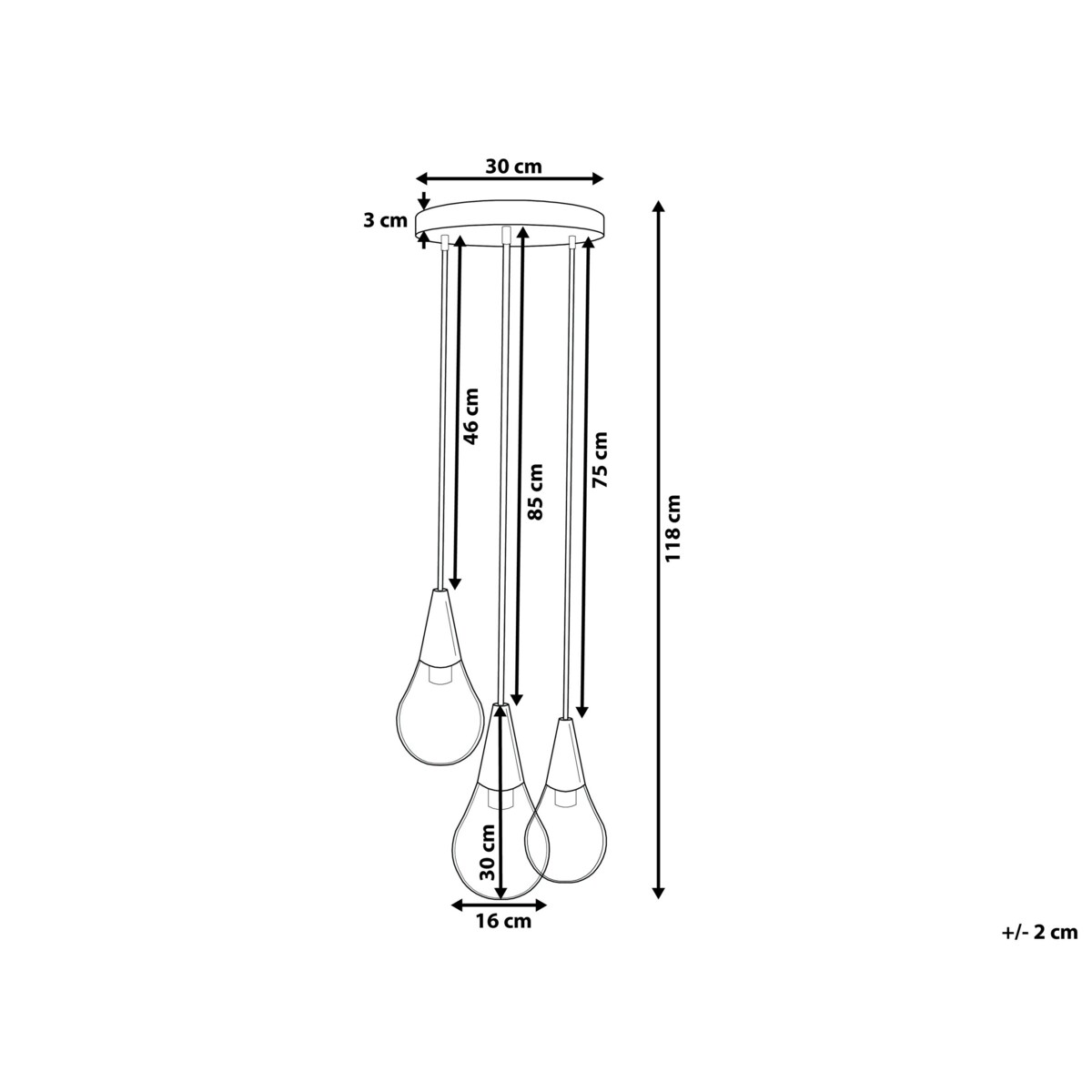 Lampa wisząca 3-punktowa mosiężna VESLE