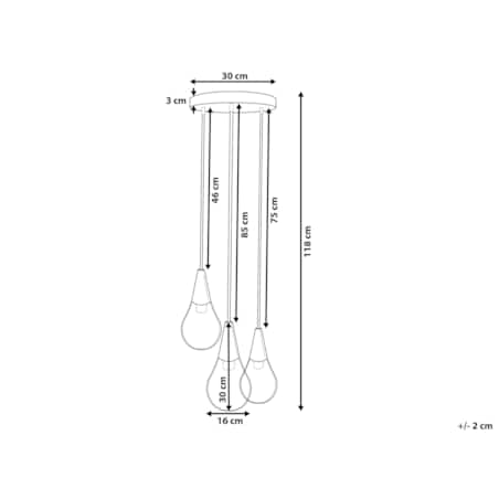 Lampa wisząca 3-punktowa mosiężna VESLE