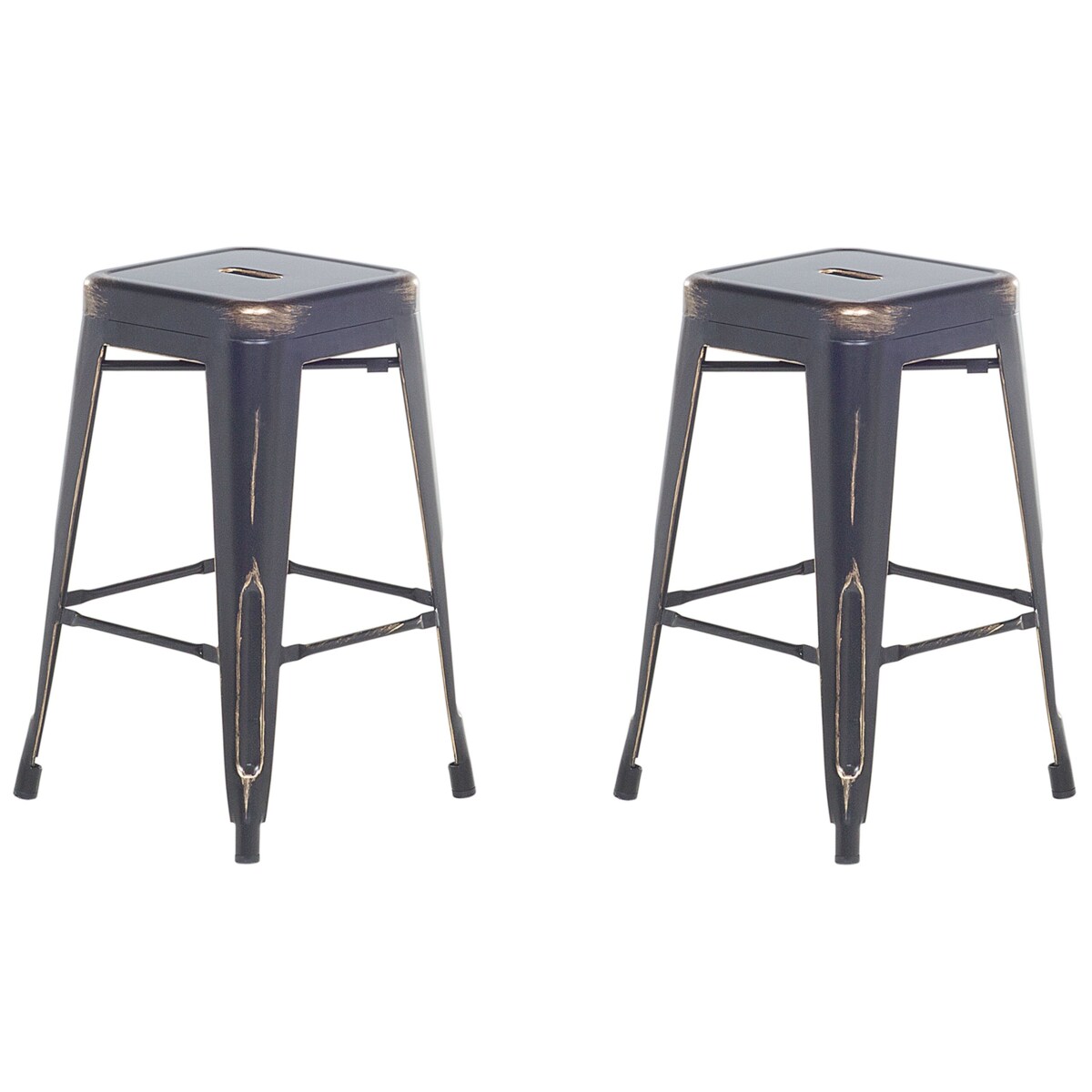 Zestaw 2 stołków barowych metalowych 60 cm czarno-złoty CABRILLO