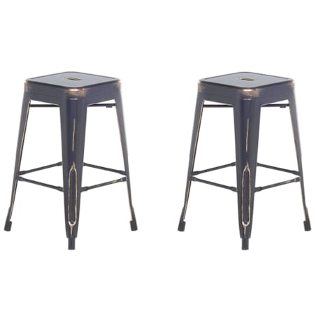 Zestaw 2 stołków barowych metalowych 60 cm czarno-złoty CABRILLO