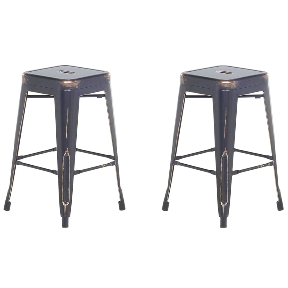 Zestaw 2 stołków barowych metalowych 60 cm czarno-złoty CABRILLO