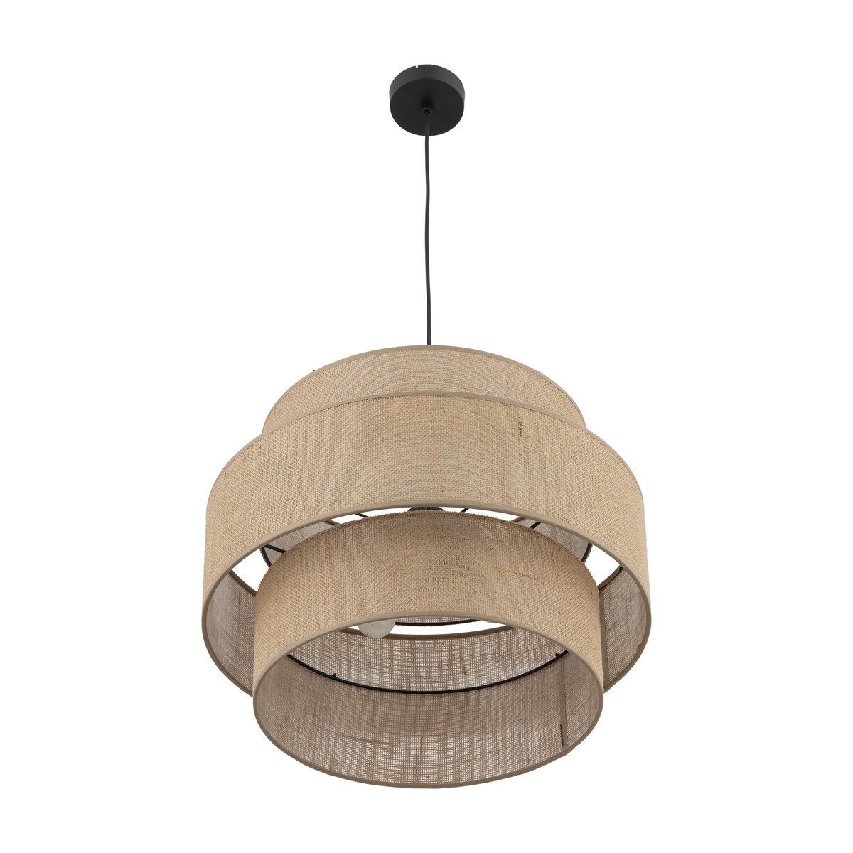 Lampa wisząca TK Lighting CALISTO JUTA 5402, 3xE27, klosz juta 50 cm, regulowana wysokość, czarno-beżowa
