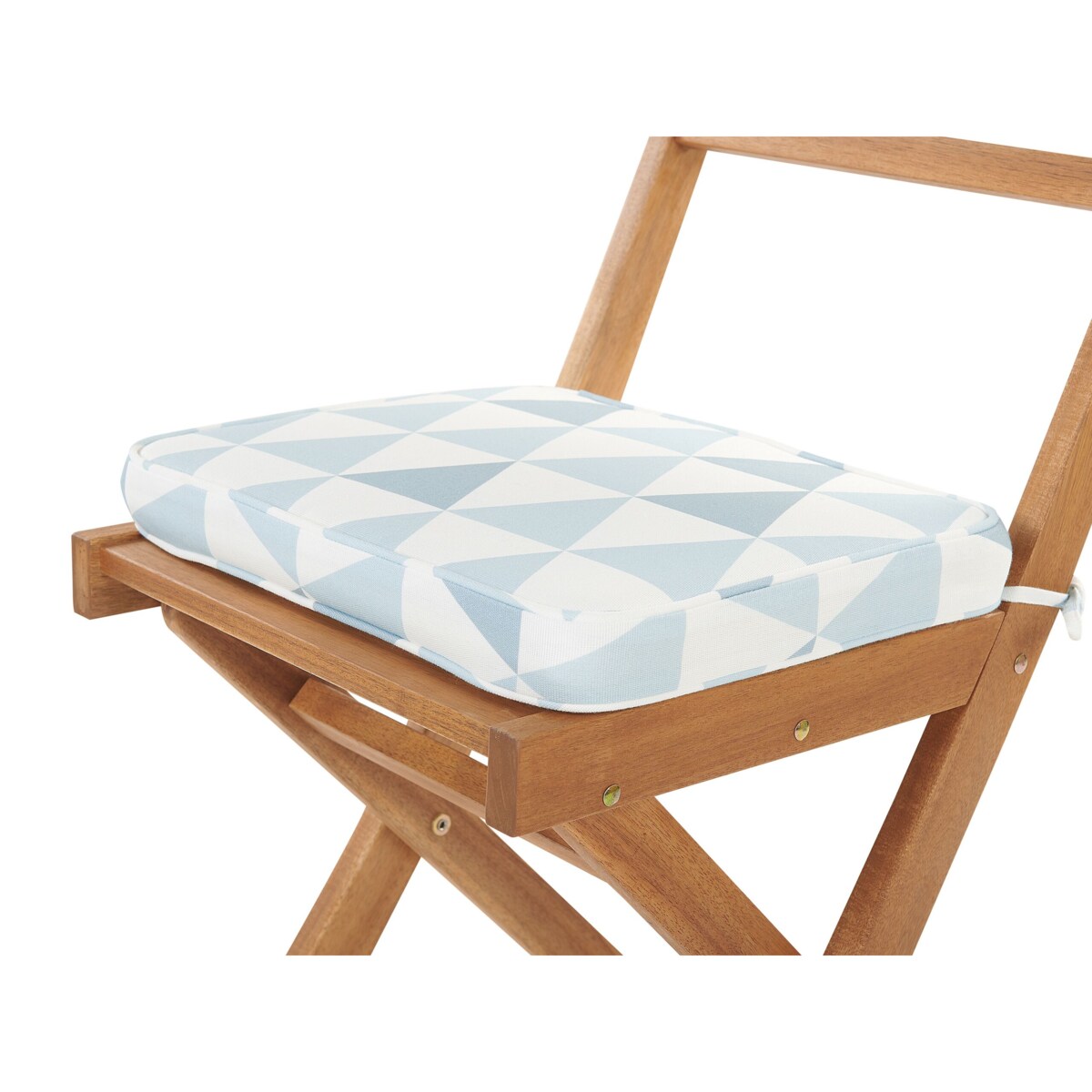 Zestaw mebli balkonowych drewniany jasny z poduszkami niebieskimi FIJI