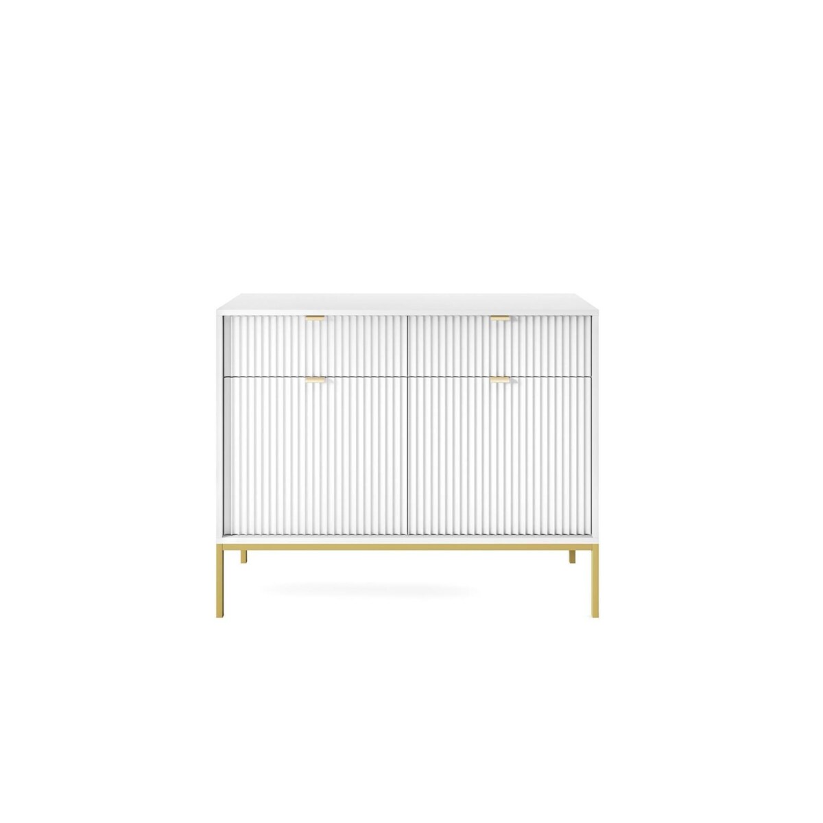 Komoda Delicious ryflowana biała złote nogi