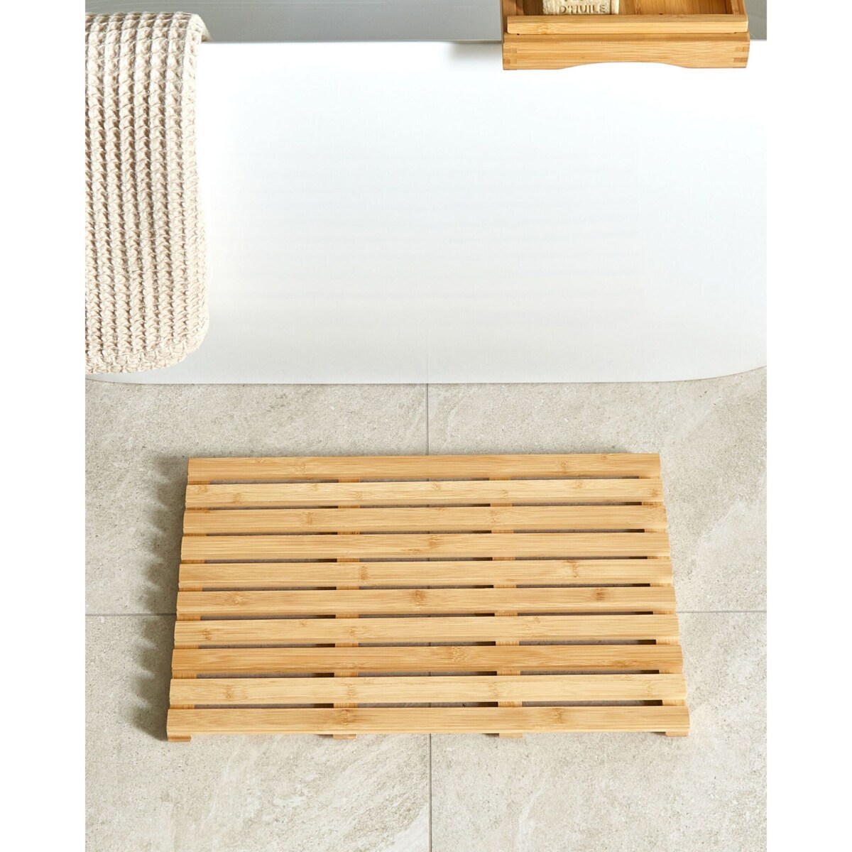 Mata łazienkowa bambusowa 53 x 36 cm jasne drewno BARTOW
