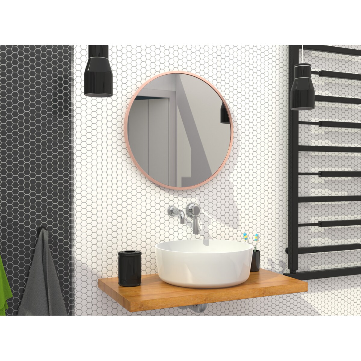 Lustro okrągłe - miedziane - 60 cm