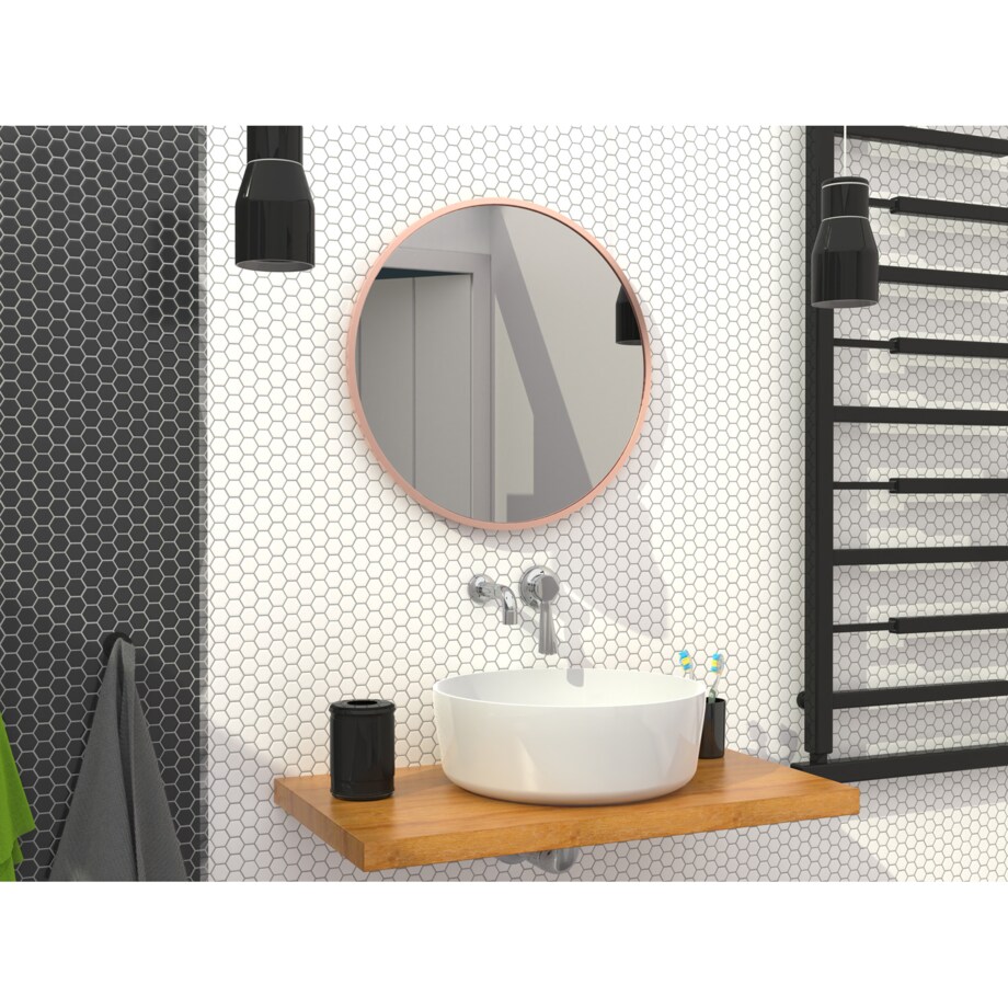 Lustro okrągłe - miedziane - 60 cm