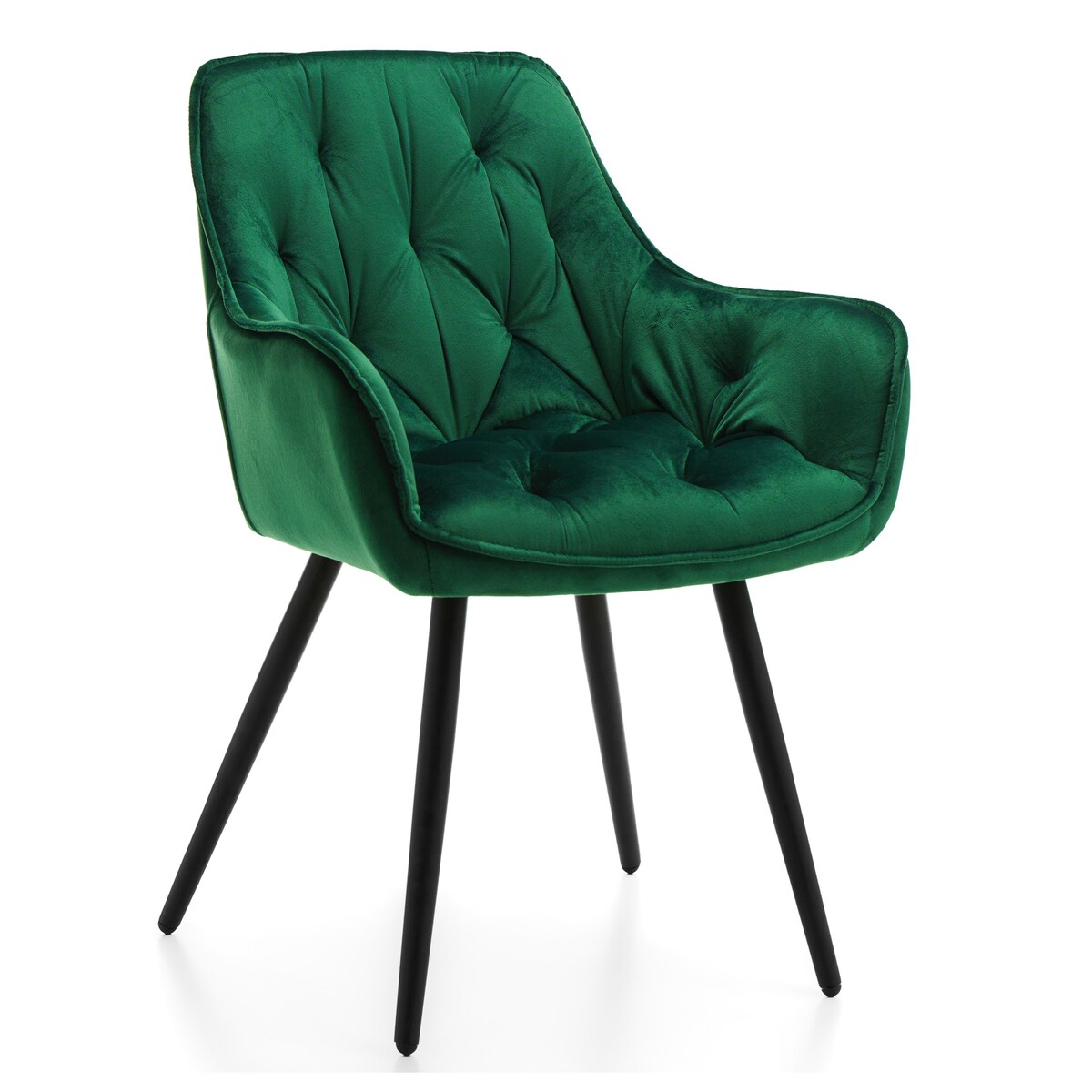 Krzesło tapicerowane pikowane do salonu jadalni welurowe SIENA zielone