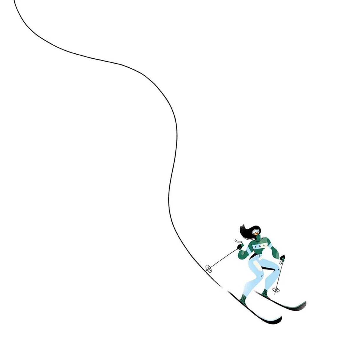 Poduszka świąteczna na krzesło - Niebieska narciarka