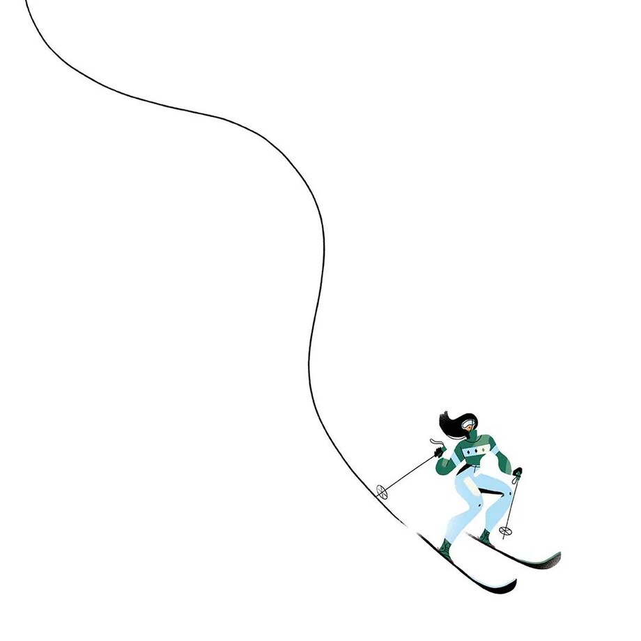 Poduszka świąteczna na krzesło - Niebieska narciarka