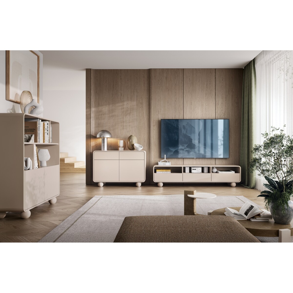 Komoda 108 ALBI w kolorze kaszmirowym na okrągłych nóżkach